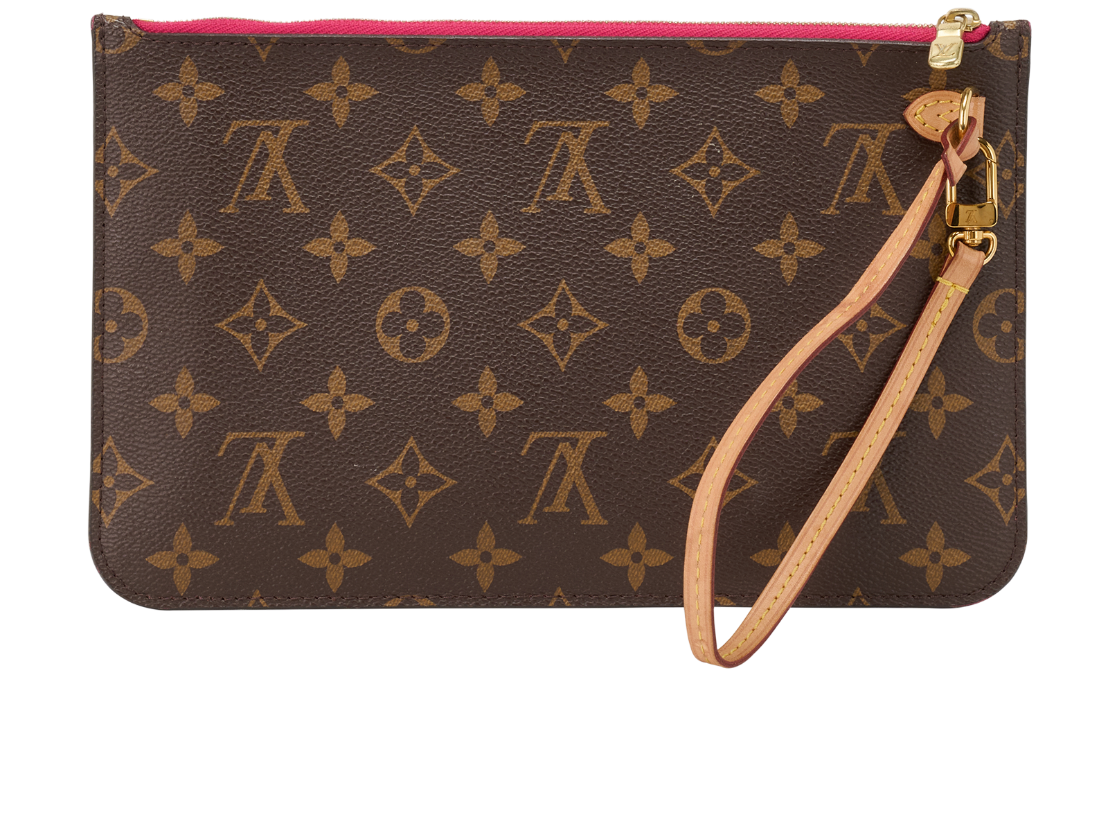 Neverfull Pouch, &pound;350, Handbags, Brown, Canvas, Back view